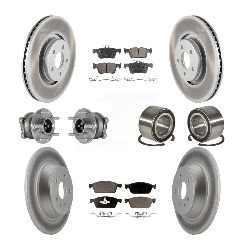 Kit de rotors et plaquettes de frein à disque revêtus de roulement de moyeu avant et arrière (10 pièces) pour Lincoln MK