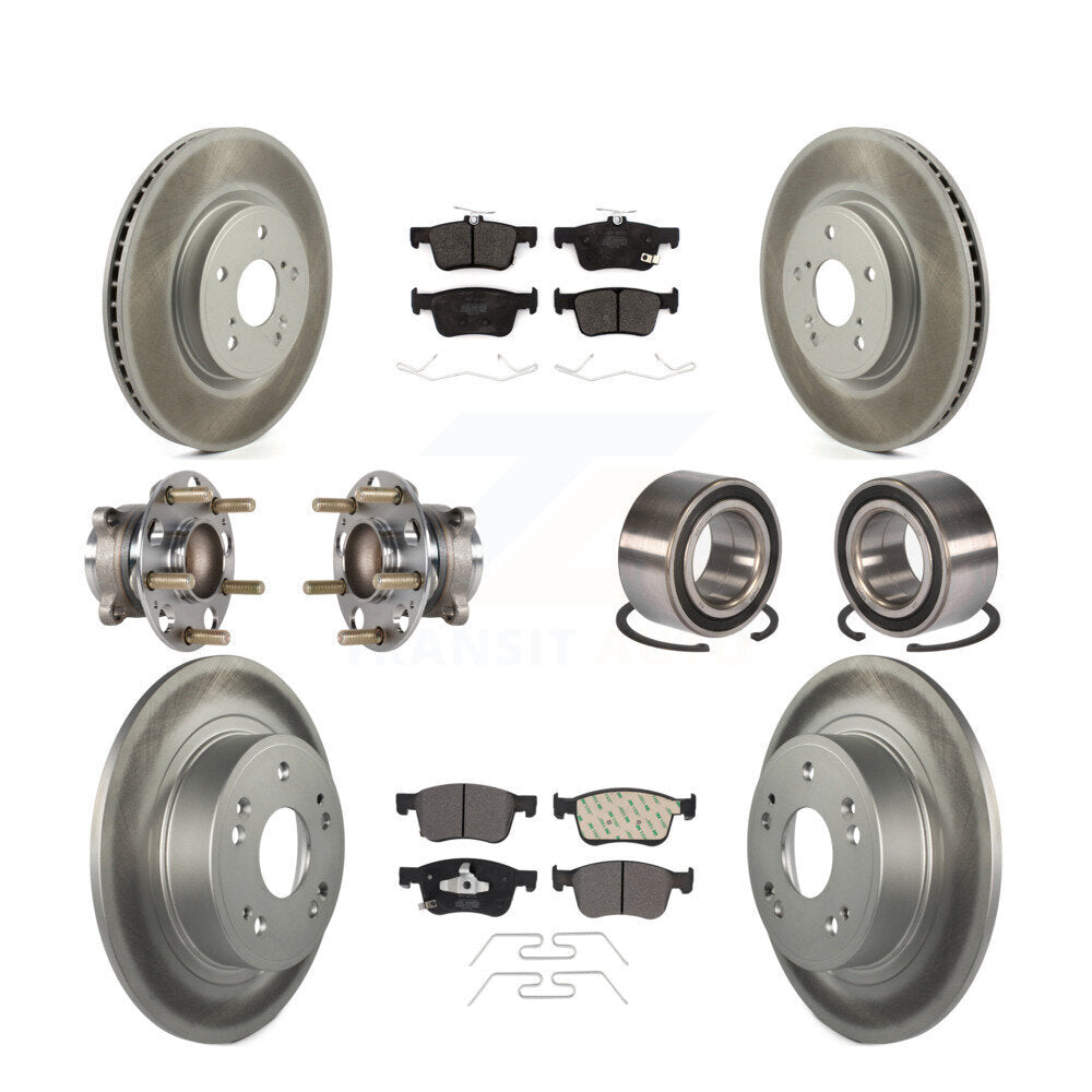 Kit de rotor et de plaquettes de frein à disque revêtus de roulement de moyeu avant et arrière (10 pièces) pour Honda Accor