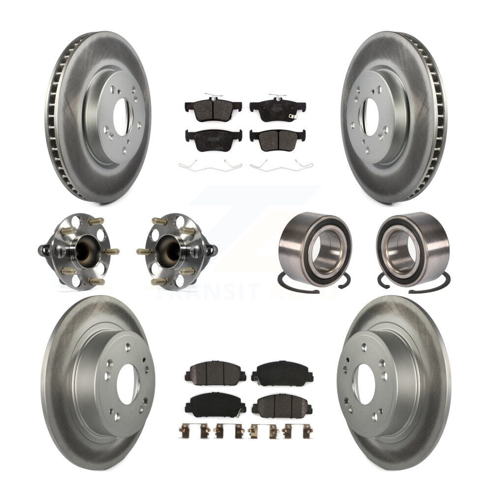 Kit de rotor et de plaquettes de frein à disque revêtus de roulement de moyeu avant et arrière (10 pièces) pour Honda Accor
