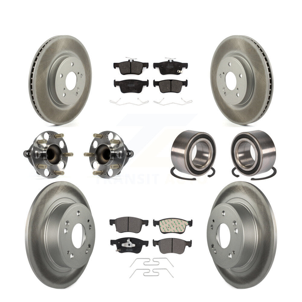 Kit de rotor et de plaquettes de frein à disque revêtus de roulement de moyeu avant et arrière (10 pièces) pour Honda Accor