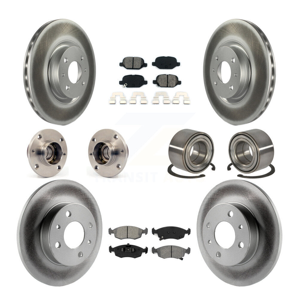 Kit de rotors et plaquettes de frein à disque revêtus de roulement de moyeu avant et arrière (10 pièces) pour Fiat 50