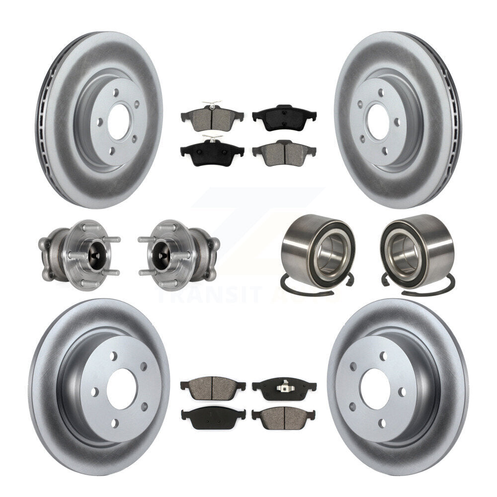 Kit de rotors et plaquettes de frein à disque revêtus de roulement de moyeu avant et arrière (10 pièces) pour Ford Escap
