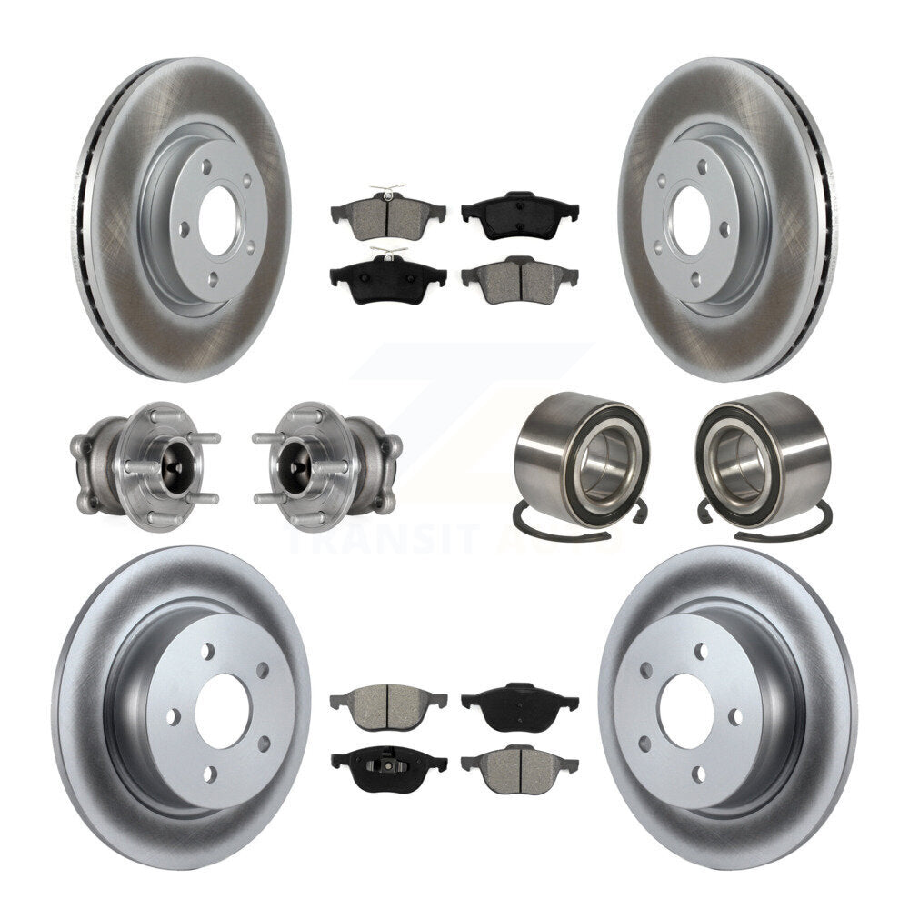Kit de rotor et de plaquettes de frein revêtus de roulement de moyeu avant et arrière (10 pièces) pour Ford Escape c-ma