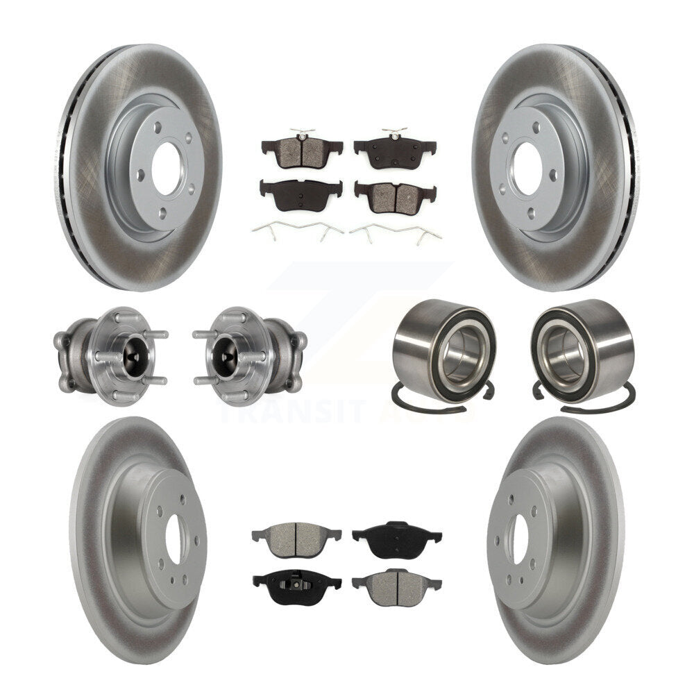 Kit de rotors et plaquettes de frein à disque revêtus de roulement de moyeu avant et arrière (10 pièces) pour Ford Escap