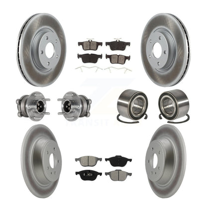 Kit de rotors et plaquettes de frein à disque revêtus de roulement de moyeu avant et arrière (10 pièces) pour Ford Escap