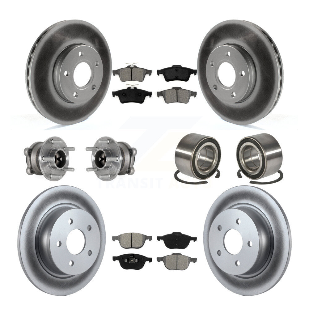 Kit de rotor et de plaquettes de frein à disque revêtus de roulement de moyeu avant et arrière (10 pièces) pour Ford c-ma