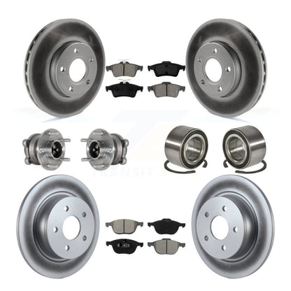 Kit de rotor et de plaquettes de frein à disque revêtus de roulement de moyeu avant et arrière (10 pièces) pour Ford c-ma