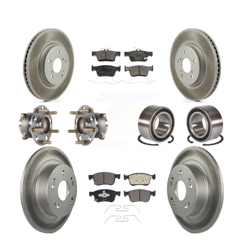 Kit de rotor et de plaquettes de frein à disque revêtus de roulement de moyeu avant et arrière (10 pièces) pour Honda Accor