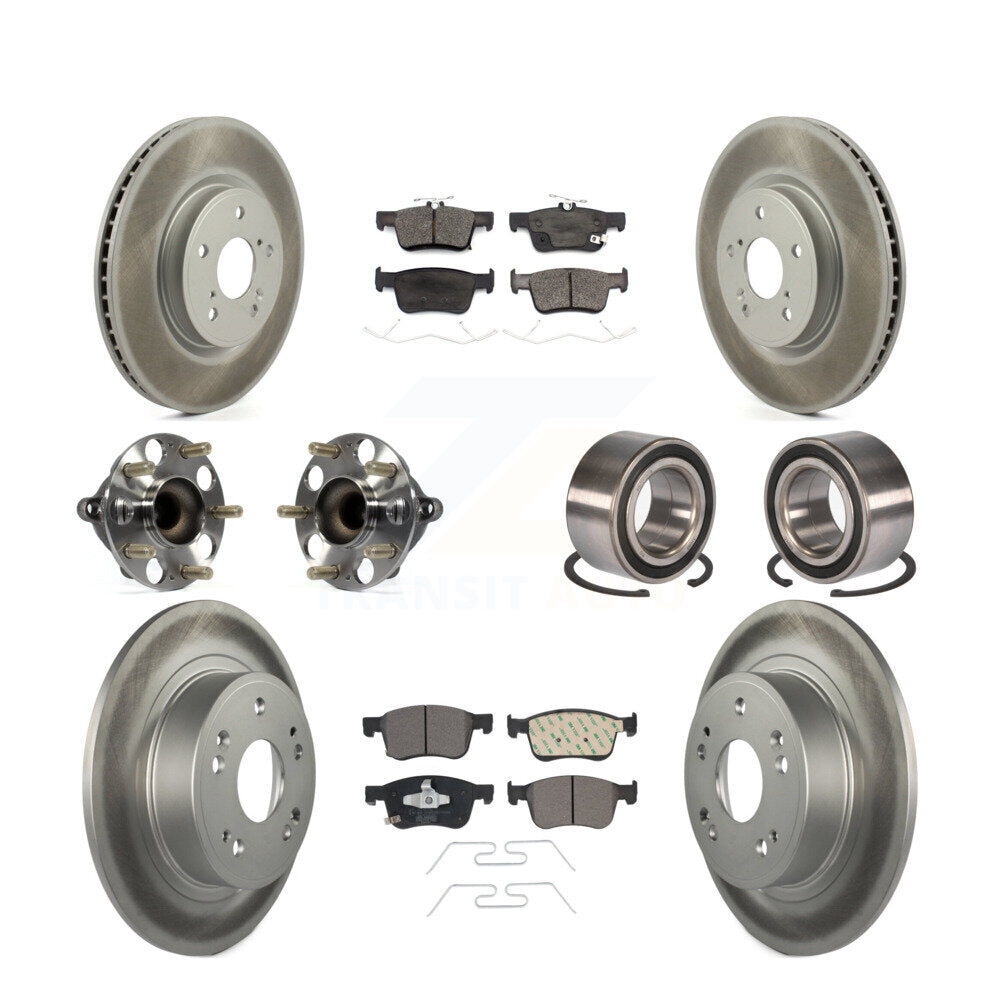 Kit de rotor et de plaquettes de frein à disque revêtus de roulement de moyeu avant et arrière (10 pièces) pour Honda Accor