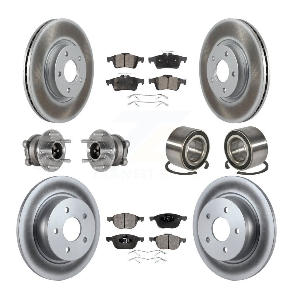 Kit de rotor et de plaquettes de frein revêtus de roulement de moyeu avant et arrière (10 pièces) pour Ford Escape c-ma