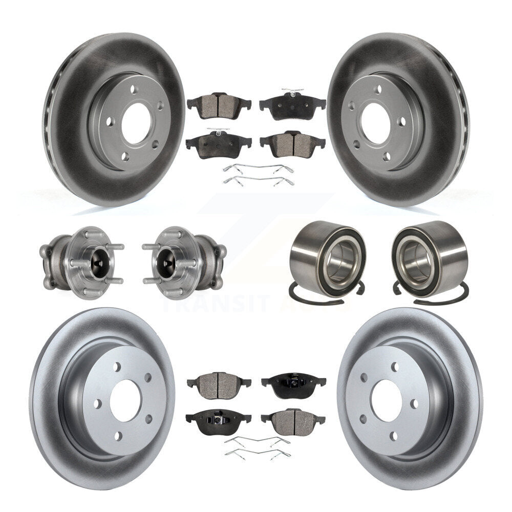 Kit de rotor et de plaquettes de frein à disque revêtus de roulement de moyeu avant et arrière (10 pièces) pour Ford c-ma