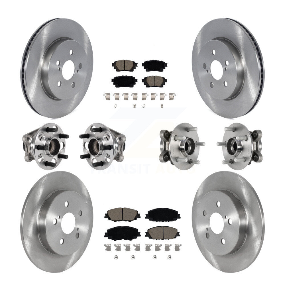 Kit de rotors et plaquettes de frein à disque, roulements de moyeu avant et arrière (10 pièces) pour Toyota Coroll