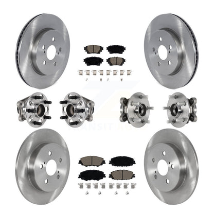 Kit de rotors et plaquettes de frein à disque, roulements de moyeu avant et arrière (10 pièces) pour Toyota Coroll