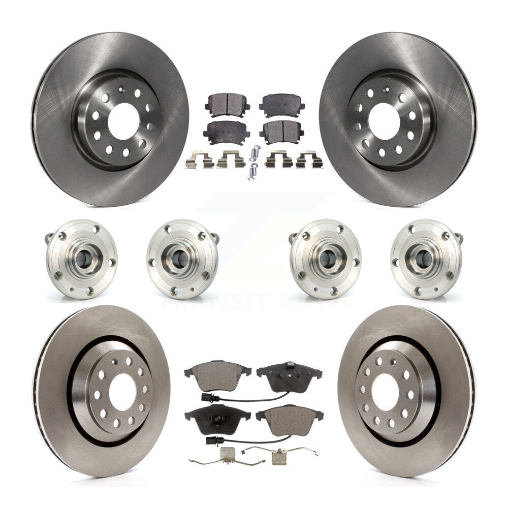 Kit de rotors et plaquettes de frein à disque, roulements de moyeu avant et arrière (10 pièces) pour Volkswagen CC