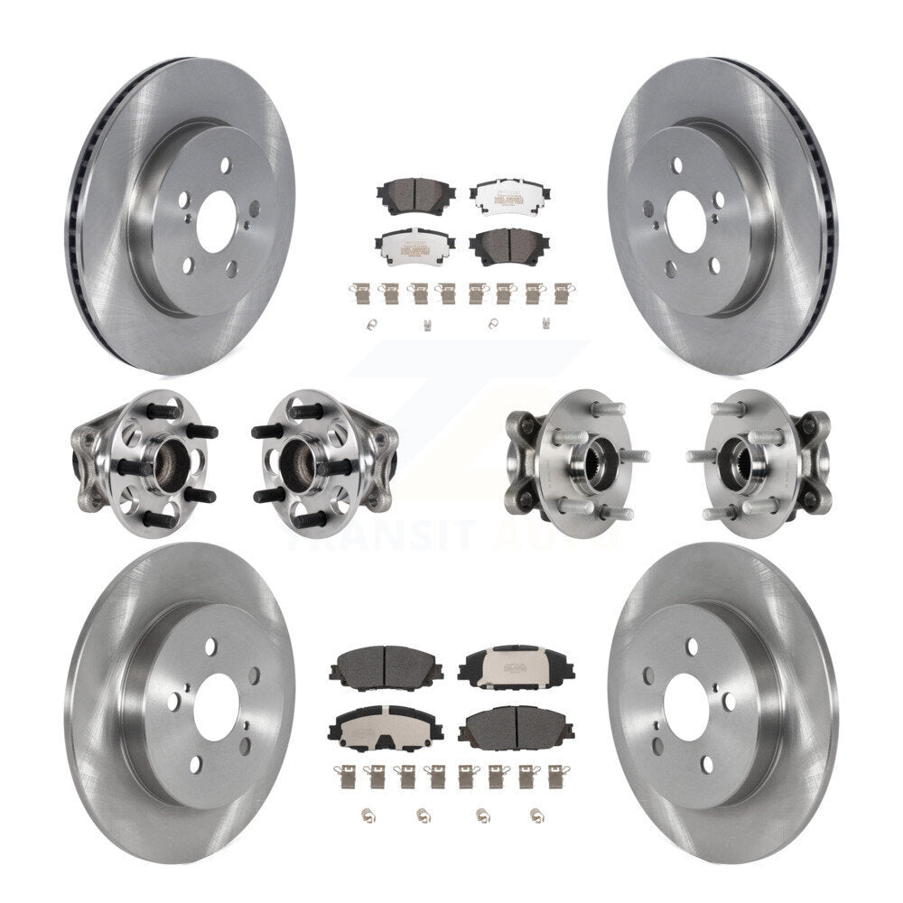 Kit de rotors et plaquettes de frein à disque, roulements de moyeu avant et arrière (10 pièces) pour Toyota Coroll