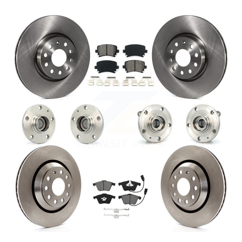 Kit de rotors et plaquettes de frein à disque, roulements de moyeu avant et arrière (10 pièces) pour Volkswagen CC