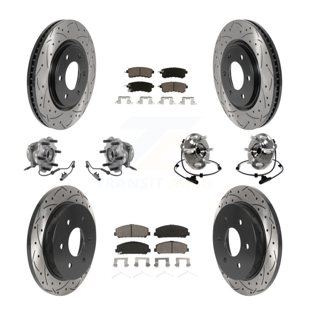 Kit de rotor et de plaquettes de frein revêtus de roulement de moyeu avant et arrière (10 pièces) pour Nissan Armada AW