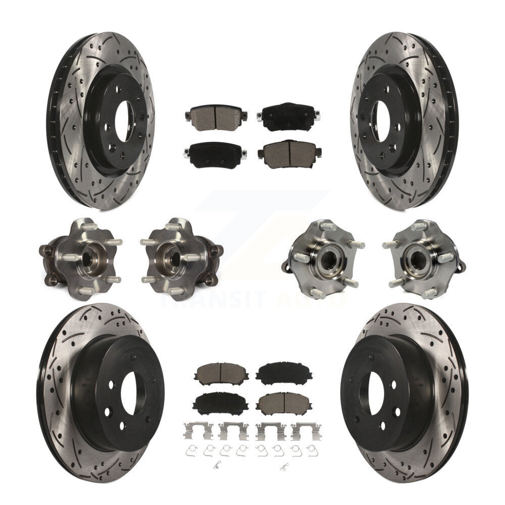 Kit de plaquettes de rotor de frein enduites de roulement de moyeu avant et arrière (10 pièces) pour Nissan Rogue Spor