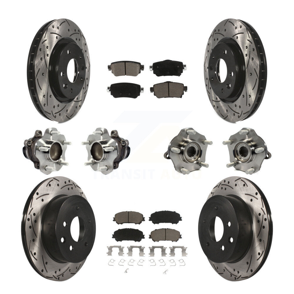 Kit de plaquettes de rotor de frein enduites de roulement de moyeu avant et arrière (10 pièces) pour Nissan Rogue Spor