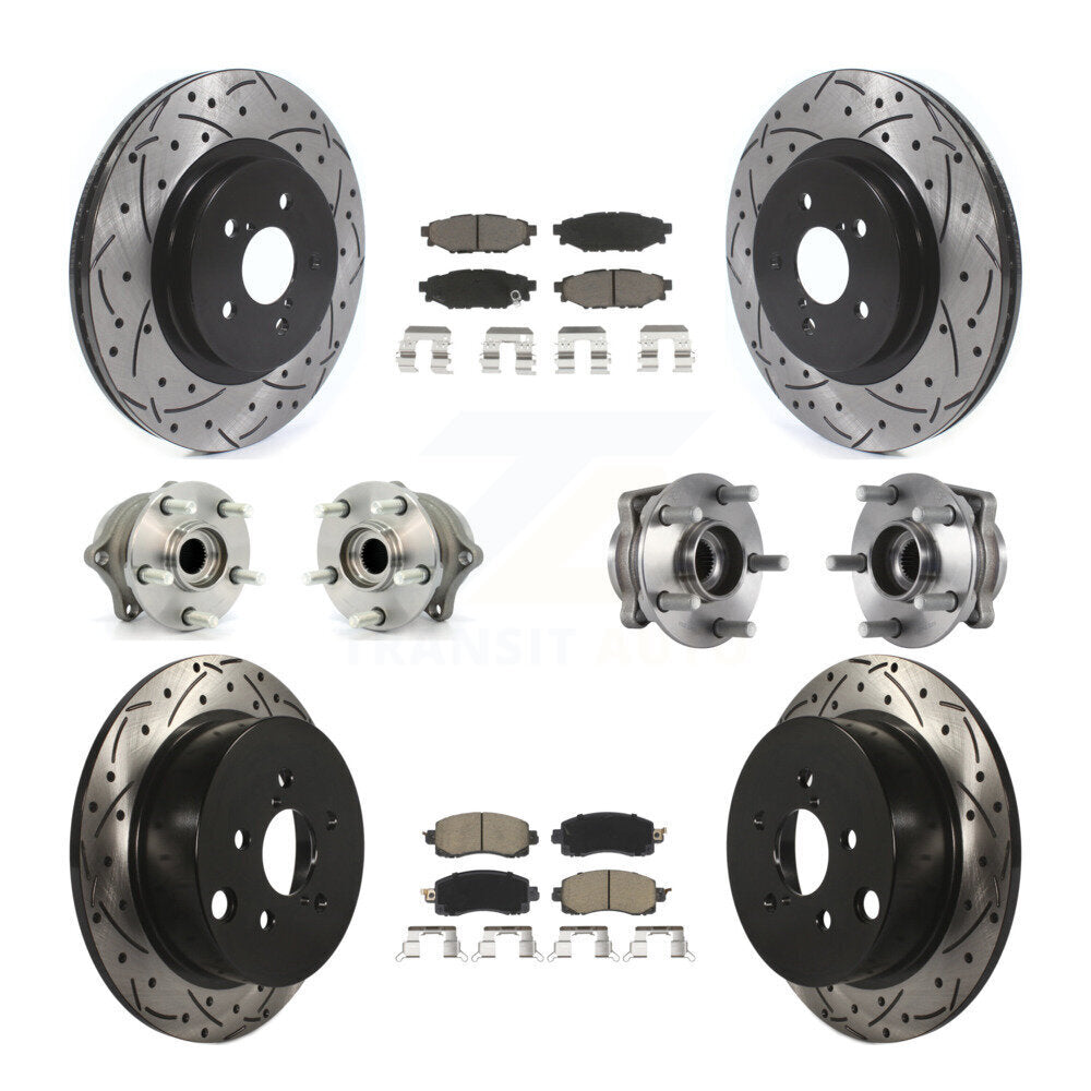 Kit de rotors et plaquettes de frein revêtus de roulement de moyeu avant et arrière (10 pièces) pour Subaru Crosstre