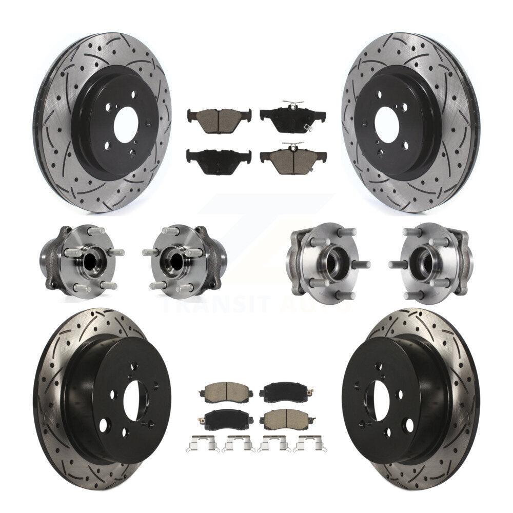 Kit de rotors et plaquettes de frein revêtus de roulement de moyeu avant et arrière (10 pièces) pour Subaru Crosstre