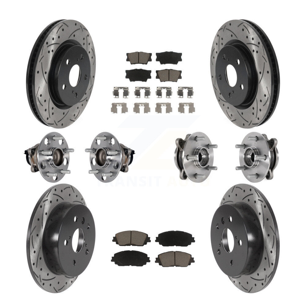Kit de rotor et de plaquettes de frein à disque revêtus de roulement de moyeu avant et arrière (10 pièces) pour Toyota Camr