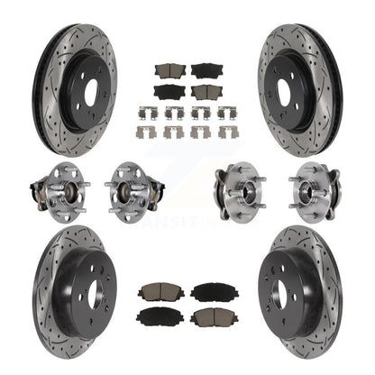 Kit de rotor et de plaquettes de frein à disque revêtus de roulement de moyeu avant et arrière (10 pièces) pour Toyota Camr