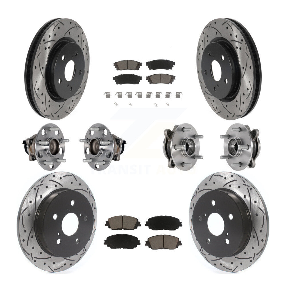 Kit de rotor et de plaquettes de frein à disque revêtus de roulement de moyeu avant et arrière (10 pièces) pour Toyota Camr