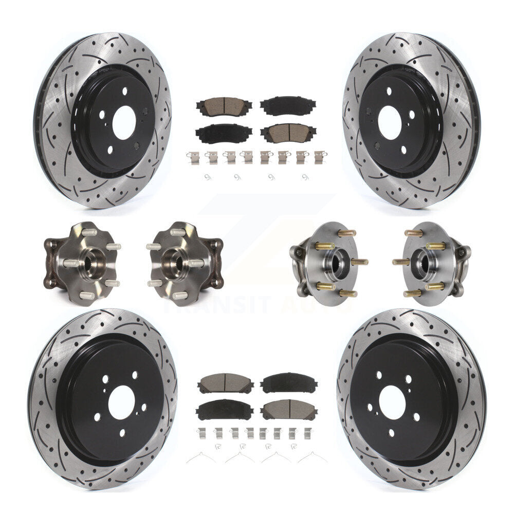 Kit de plaquettes de rotor de frein enduites de roulement de moyeu avant et arrière (10 pièces) pour Lexus RX350 RX450