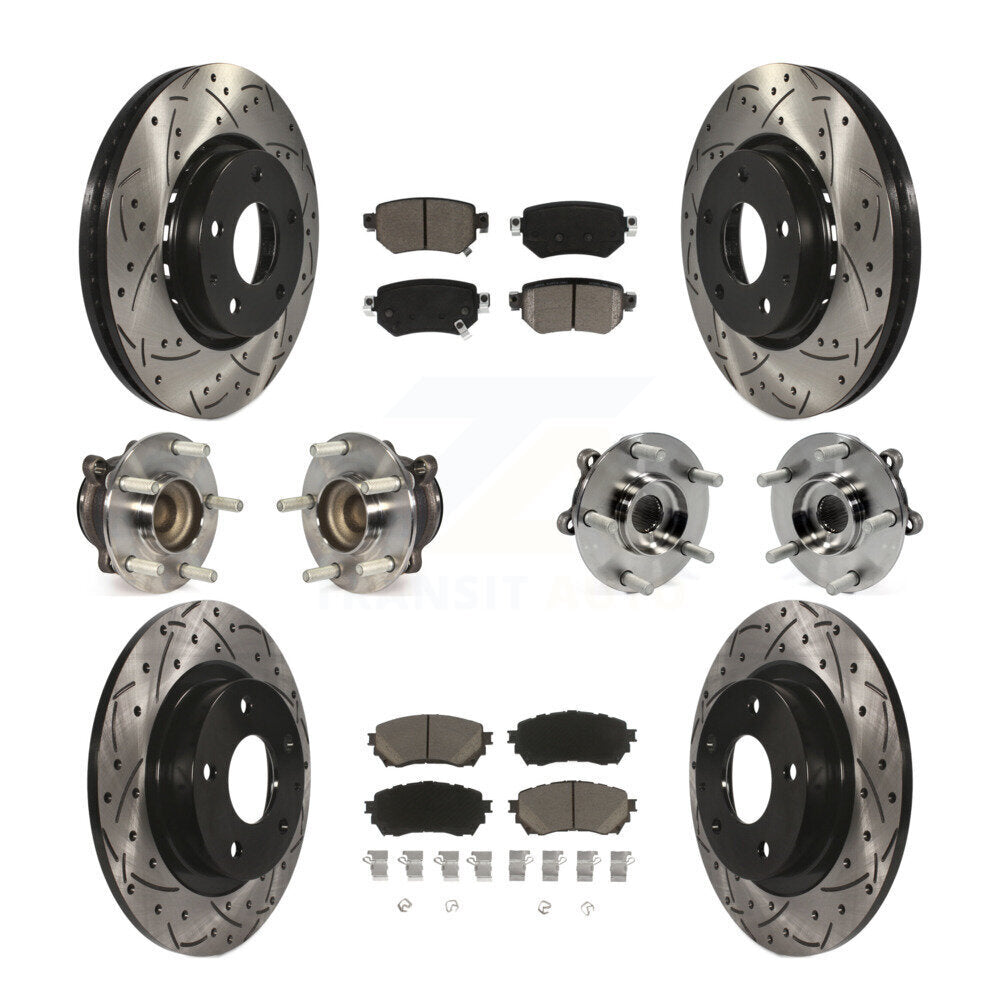 Kit de rotors et plaquettes de frein à disque revêtus de roulements de moyeu avant et arrière (10 pièces) pour Mazda