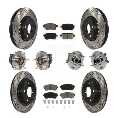 Kit de rotors et plaquettes de frein à disque revêtus de roulements de moyeu avant et arrière (10 pièces) pour Mazda