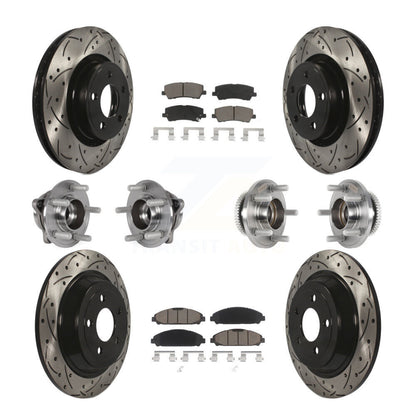 Kit de rotor et de plaquettes de frein à disque revêtus de roulement de moyeu avant et arrière (10 pièces) pour Ford Mustang