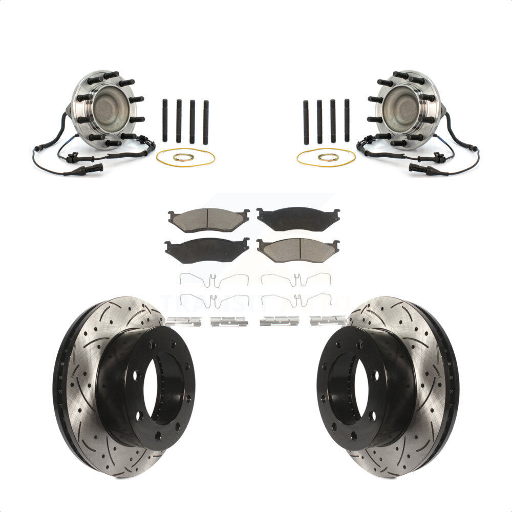 Kit de plaquettes de Rotor de frein, roulement de moyeu avant, fente de perçage, pour Ford F-450 Super Duty 4 X