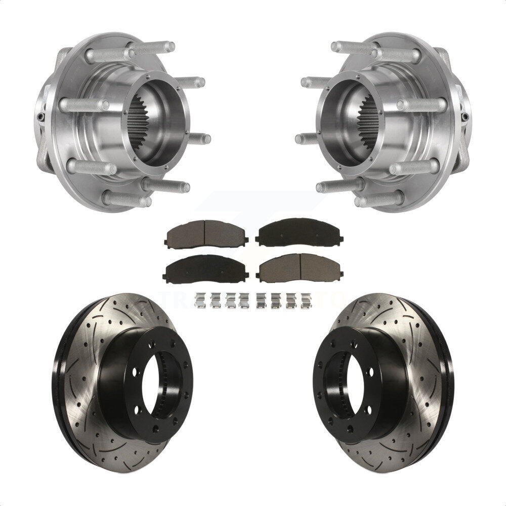 Kit de plaquettes de Rotor de frein, roulement de moyeu avant, fente de perçage, pour Ford F-350 Super Duty F-25