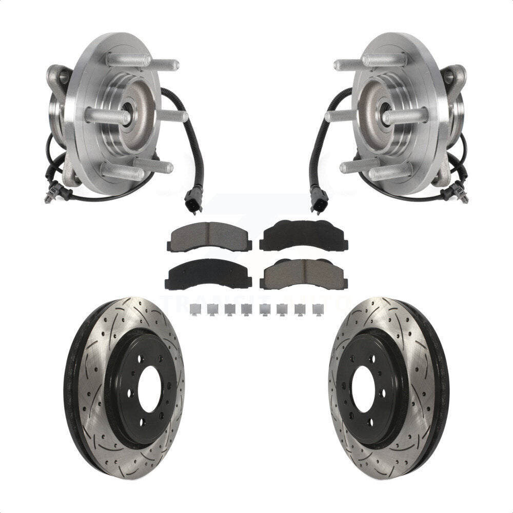Kit de plaquettes de Rotor de frein, roulement de moyeu avant, fente de perçage, pour Ford Expedition Lincoln 4W