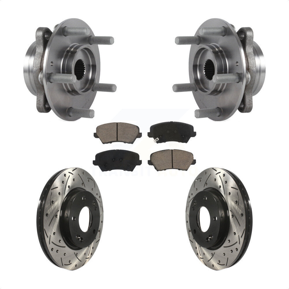 Kit de plaquettes de Rotor de frein, roulement de moyeu avant, fente de perçage, pour Hyundai Veloster Elantra G