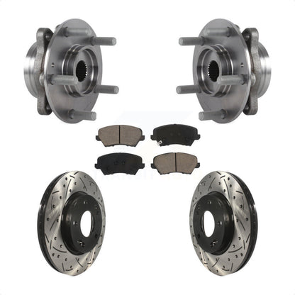 Kit de plaquettes de Rotor de frein, roulement de moyeu avant, fente de perçage, pour Hyundai Veloster Elantra G