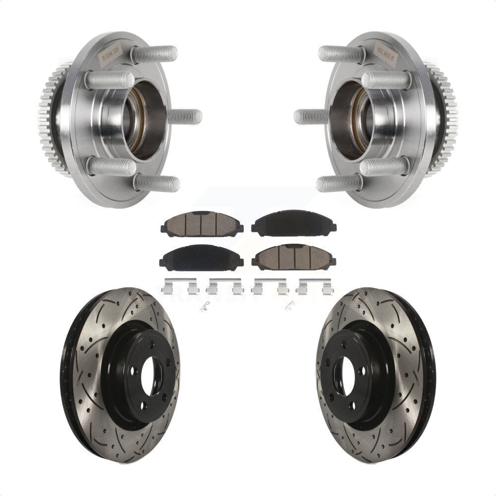 Kit de plaquettes de Rotor de frein, ensemble de roulements de moyeu avant, fente de perçage, pour Ford Mustang