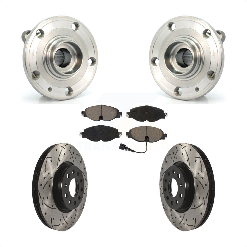 Kit de plaquettes de Rotor de frein, ensemble de roulements de moyeu avant, fente de perçage, pour Volkswagen Passa