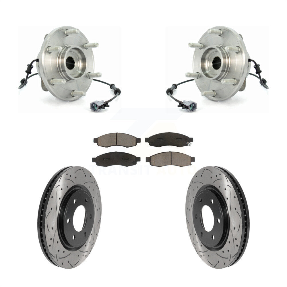 Kit de plaquettes de Rotor de frein, roulement de moyeu avant, fente de perçage, pour Nissan TITAN 07 à partir de 04