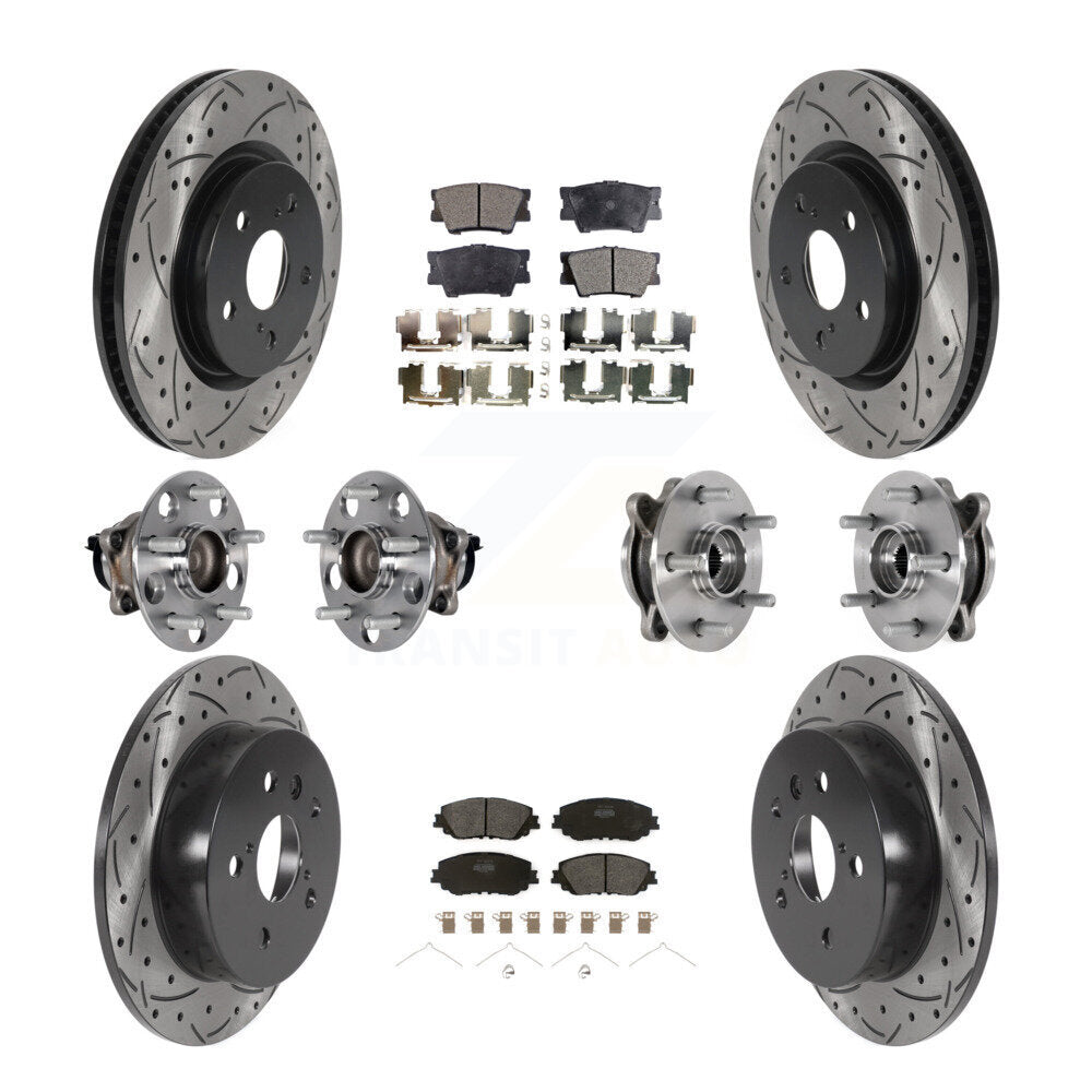 Kit de rotor et de plaquettes de frein à disque revêtus de roulement de moyeu avant et arrière (10 pièces) pour Toyota Camr