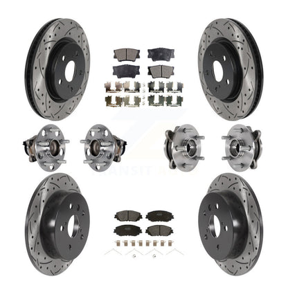Kit de rotor et de plaquettes de frein à disque revêtus de roulement de moyeu avant et arrière (10 pièces) pour Toyota Camr
