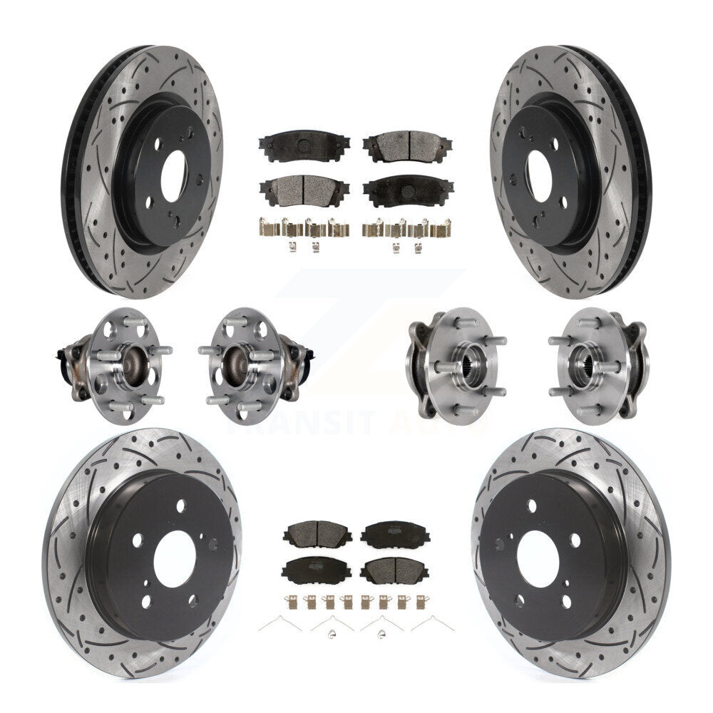 Kit de rotor et de plaquettes de frein à disque revêtus de roulement de moyeu avant et arrière (10 pièces) pour Toyota Camr