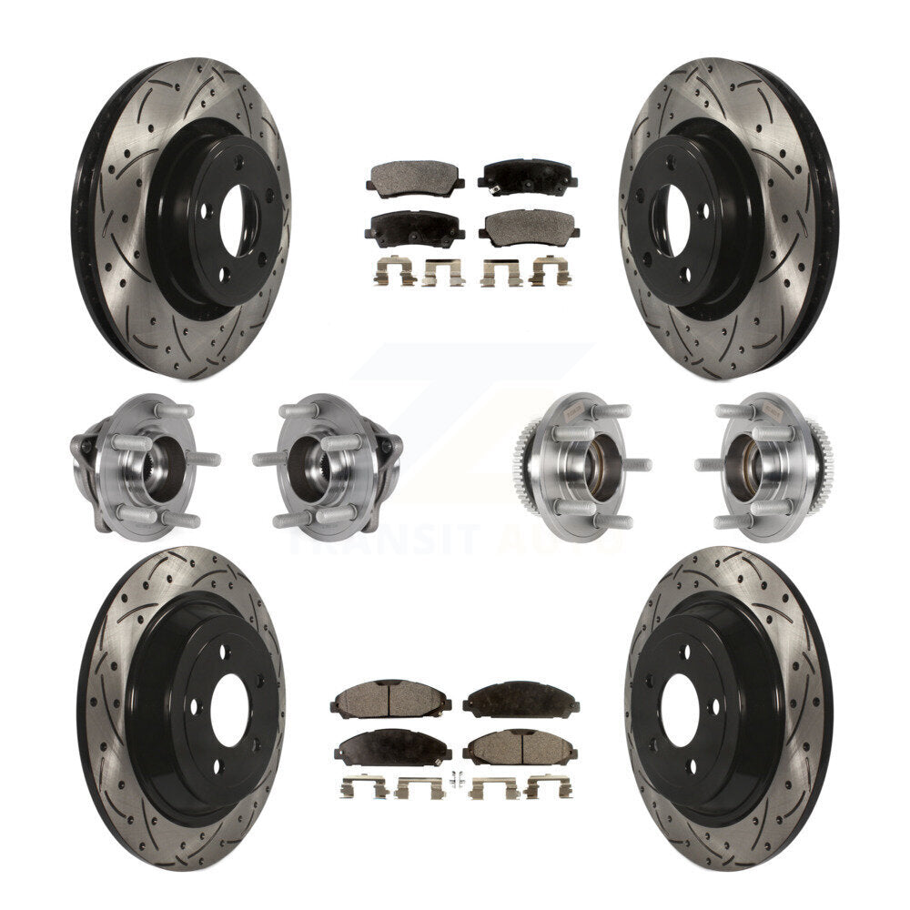 Kit de rotor et de plaquettes de frein à disque revêtus de roulement de moyeu avant et arrière (10 pièces) pour Ford Mustang