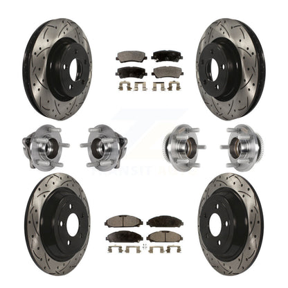 Kit de rotor et de plaquettes de frein à disque revêtus de roulement de moyeu avant et arrière (10 pièces) pour Ford Mustang