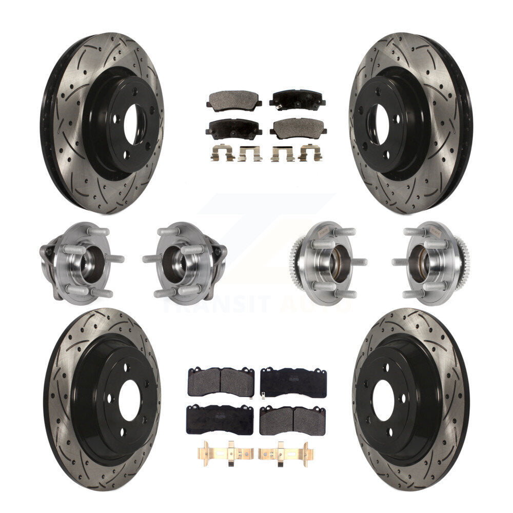 Kit de rotor et de plaquettes de frein à disque revêtus de roulement de moyeu avant et arrière (10 pièces) pour Ford Mustang