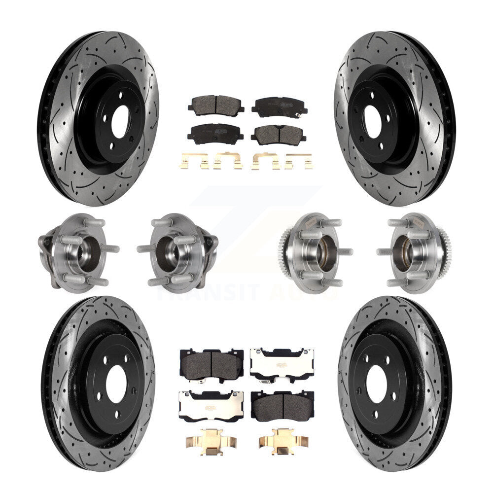 Kit de rotor et de plaquettes de frein à disque revêtus de roulement de moyeu avant et arrière (10 pièces) pour Ford Mustang