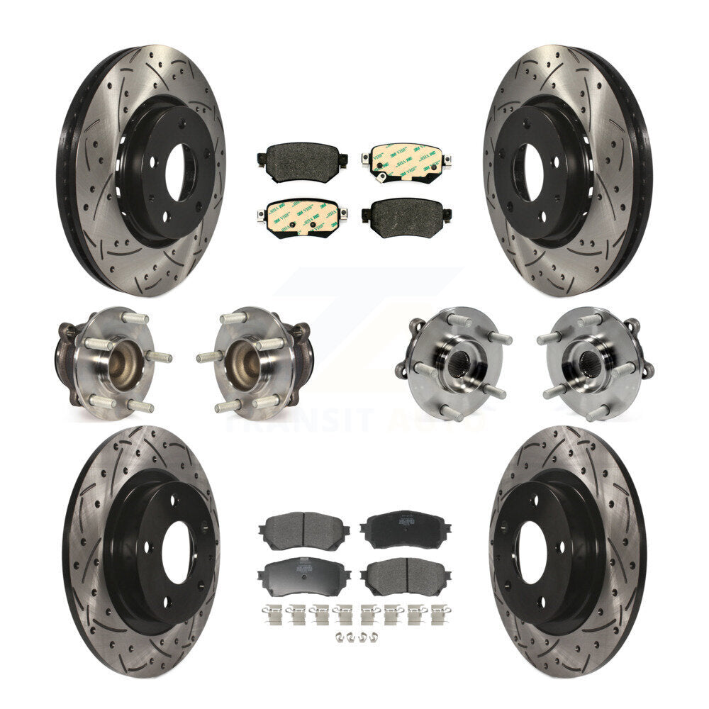 Kit de rotors et plaquettes de frein à disque revêtus de roulements de moyeu avant et arrière (10 pièces) pour Mazda