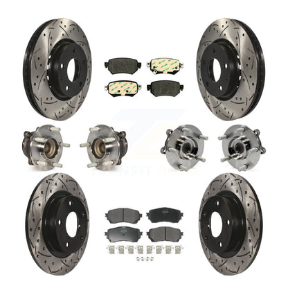 Kit de rotors et plaquettes de frein à disque revêtus de roulements de moyeu avant et arrière (10 pièces) pour Mazda