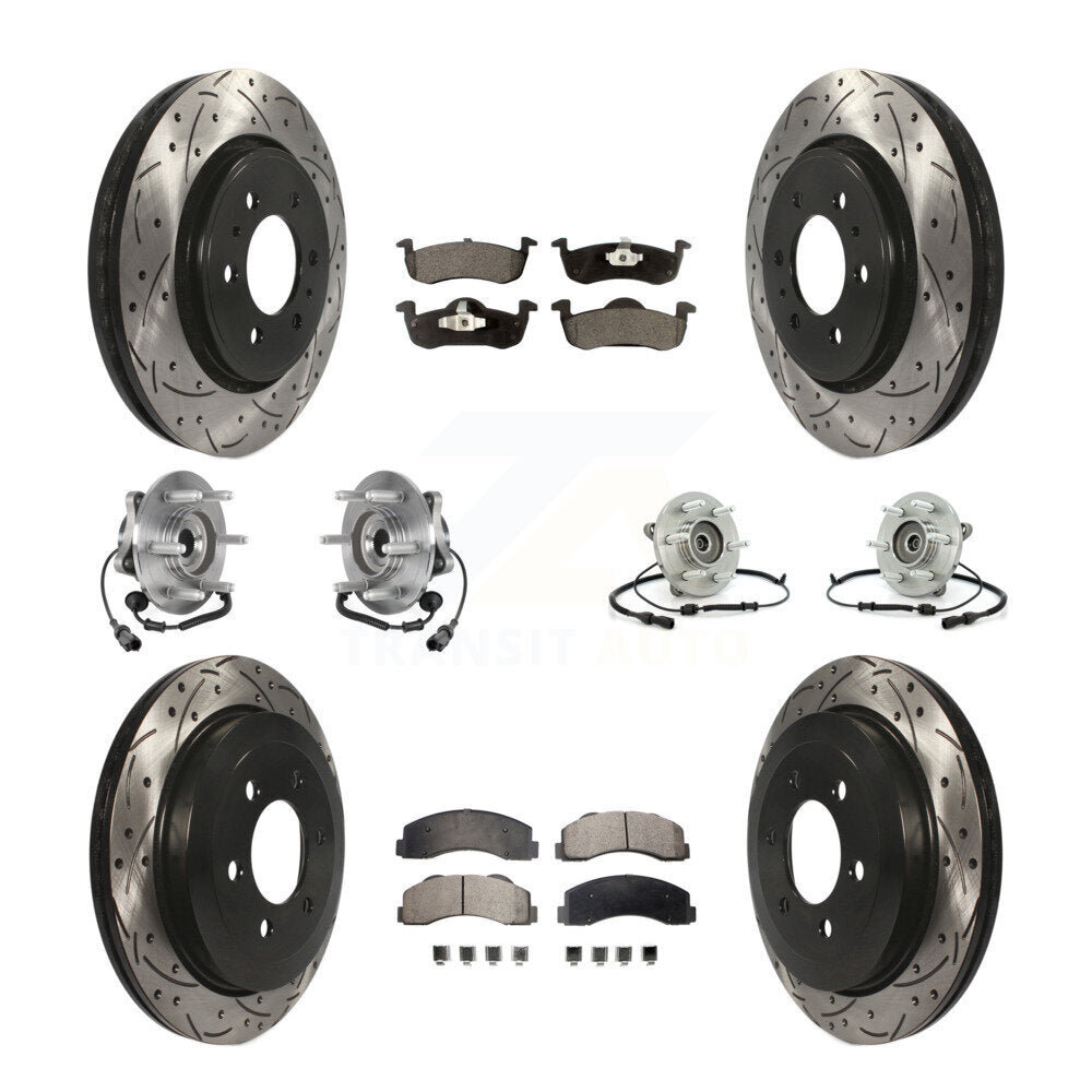 Kit de plaquettes de Rotor de frein revêtues de roulement de moyeu avant et arrière (10 pièces) pour Ford Expedition 4W